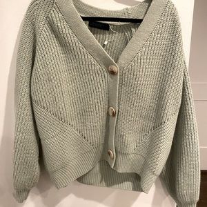 Mint green button down sweater
